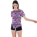 Drawing Collage Purple Asymmetrical Short Sleeve Sports Tee View1