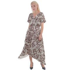 Curly Lines Cross Front Sharkbite Hem Maxi Dress by SychEva