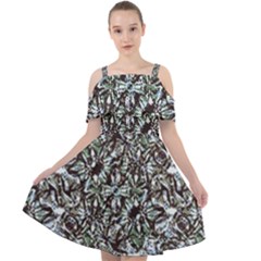 Intricate Textured Ornate Pattern Design Cut Out Shoulders Chiffon Dress by dflcprintsclothing