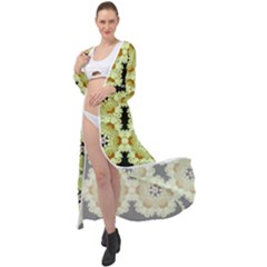 Summer Sun Flower Power Over The Florals In Peace Pattern Maxi Chiffon Beach Wrap by pepitasart