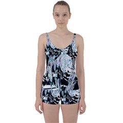 Digital Wave Tie Front Two Piece Tankini by MRNStudios