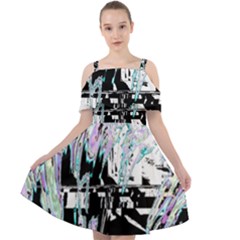 Digital Wave Cut Out Shoulders Chiffon Dress by MRNStudios