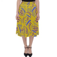 Folk Flowers Art Pattern Floral Abstract Surface Design  Seamless Pattern Classic Midi Skirt by Eskimos