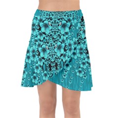 Blue Flowers So Decorative And In Perfect Harmony Wrap Front Skirt by pepitasart