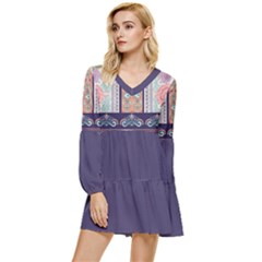 Tribal Seamless Tiered Long Sleeve Mini Dress by flowerland