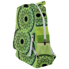 Green Grid Cute Flower Mandala Travelers  Backpack by Magicworlddreamarts1