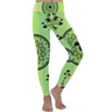 Green Grid Cute Flower Mandala Kids  Lightweight Velour Classic Yoga Leggings View1