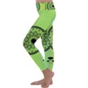 Green Grid Cute Flower Mandala Kids  Lightweight Velour Classic Yoga Leggings View2