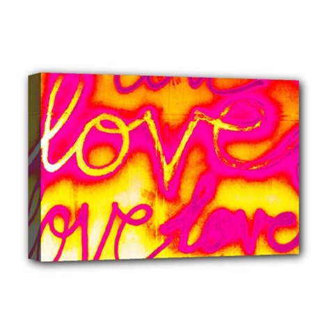 Pop Art Love Graffiti Deluxe Canvas 18  X 12  (stretched) by essentialimage365