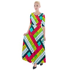 Pop Art Mosaic Half Sleeves Maxi Dress by essentialimage365