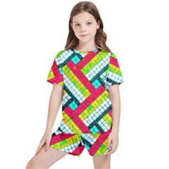 Pop Art Mosaic Kids  Tee And Sports Shorts Set by essentialimage365