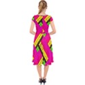 Pop Art Mosaic Cap Sleeve Front Wrap Midi Dress View2