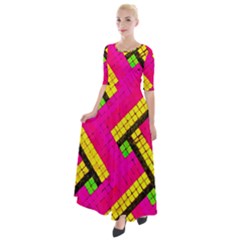 Pop Art Mosaic Half Sleeves Maxi Dress by essentialimage365