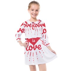 All You Need Is Love Kids  Quarter Sleeve Shirt Dress by DinzDas