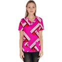 Pop Art Mosaic Women s V-Neck Scrub Top View1