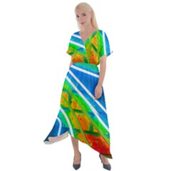 Pop Art Neon Wall Cross Front Sharkbite Hem Maxi Dress by essentialimage365