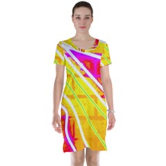 Pop Art Neon Wall Short Sleeve Nightdress by essentialimage365