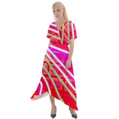 Pop Art Neon Wall Cross Front Sharkbite Hem Maxi Dress by essentialimage365