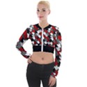 Abstract paint splashes, mixed colors, black, red, white Long Sleeve Cropped Velvet Jacket View1