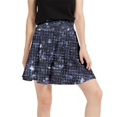 Geometric Dark Blue Abstract Print Pattern Waistband Skirt by dflcprintsclothing