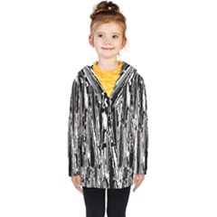 Black And White Abstract Linear Print Kids  Double Breasted Button Coat by dflcprintsclothing