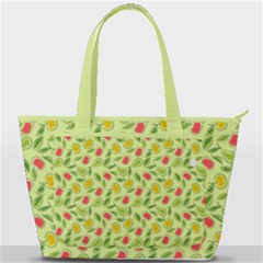 Vector Fruits Pattern, Pastel Colors, Yellow Background Back Pocket Shoulder Bag  by Casemiro