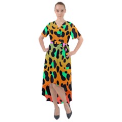 Bright Leopard  Front Wrap High Low Dress by TanitaSiberia