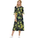 Folk flowers art pattern Floral  surface design  Seamless pattern Bow Sleeve Chiffon Midi Dress View1