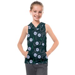 Folk Flowers Art Pattern Floral  Surface Design  Seamless Pattern Kids  Sleeveless Hoodie by Eskimos