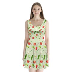 Seamless Pattern With Vegetables  Delicious Vegetables Split Back Mini Dress  by SychEva