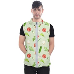 Seamless Pattern With Vegetables  Delicious Vegetables Men s Puffer Vest by SychEva