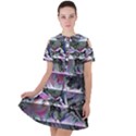 Techno Bouquet Short Sleeve Shoulder Cut Out Dress  View1