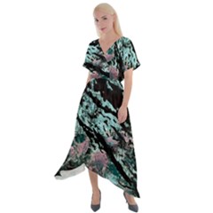 Shallow Water Cross Front Sharkbite Hem Maxi Dress by MRNStudios