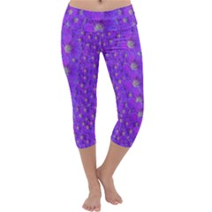 Paradise Flowers In A Peaceful Environment Of Floral Freedom Capri Yoga Leggings by pepitasart