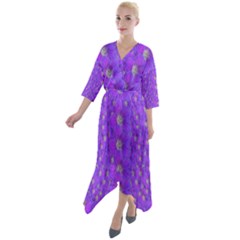 Paradise Flowers In A Peaceful Environment Of Floral Freedom Quarter Sleeve Wrap Front Maxi Dress by pepitasart