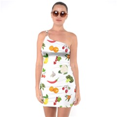 Fruits, Vegetables And Berries One Soulder Bodycon Dress by SychEva