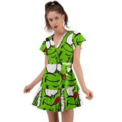 Cactus Flutter Sleeve Wrap Dress by IIPhotographyAndDesigns