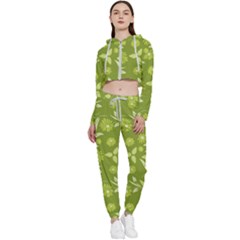 Folk Flowers Art Pattern  Cropped Zip Up Lounge Set by Eskimos