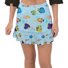 Underwater World Fishtail Mini Chiffon Skirt by SychEva