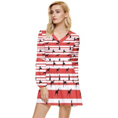 Doberman Dogs On Lines Tiered Long Sleeve Mini Dress by SychEva