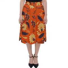 Folk Flowers Pattern  Classic Midi Skirt by Eskimos