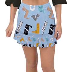 Unusual And Funny Tetris Cats Fishtail Mini Chiffon Skirt by SychEva