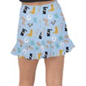 Unusual And Funny Tetris Cats Fishtail Mini Chiffon Skirt View2