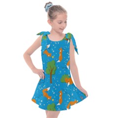 Red Fox In The Forest Kids  Tie Up Tunic Dress by SychEva