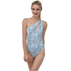 Funny And Funny Hares  And Rabbits In The Meadow To One Side Swimsuit by SychEva