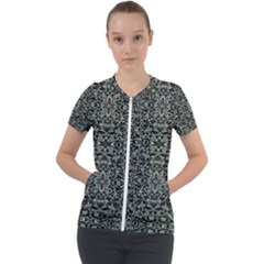 Initricate Ornate Abstract Print Short Sleeve Zip Up Jacket by dflcprintsclothing