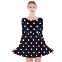 1950 Black White Dots Long Sleeve Velvet Skater Dress by SomethingForEveryone