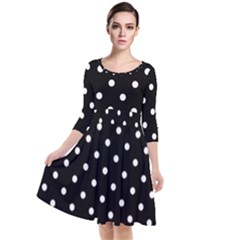 1950 Black White Dots Quarter Sleeve Waist Band Dress by SomethingForEveryone