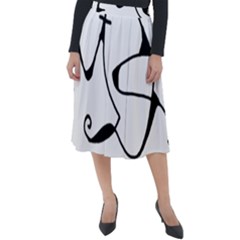 Black And White Abstract Linear Decorative Art Classic Velour Midi Skirt  by dflcprintsclothing