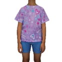  Hearts and Stars on light purple. Kids  Short Sleeve Swimwear View1